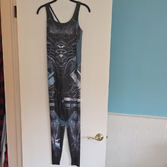 Blackmilk Pants - Blackmilk - Mecha Catsuit - Black and Blue Sci-Fi Jumpsuit - Size M